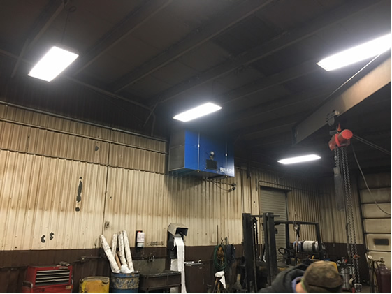 OX3000 ambient air cleaner clearing plasma cutting haze at AIS Construction Equipment